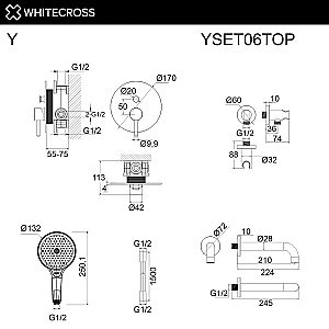 Смеситель для ванны WhiteCross Y YSET06TOPBL черный матовый купить в интернет-магазине сантехники Sanbest