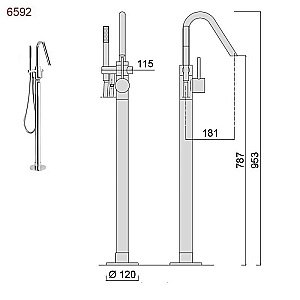 Смеситель для ванны Giulini Futuro 6592NO черный купить в интернет-магазине сантехники Sanbest