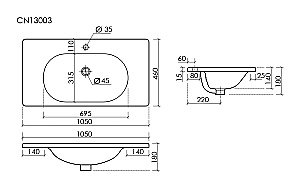 Раковина Ceramica Nova Sabo CN13003 белый купить в интернет-магазине Sanbest