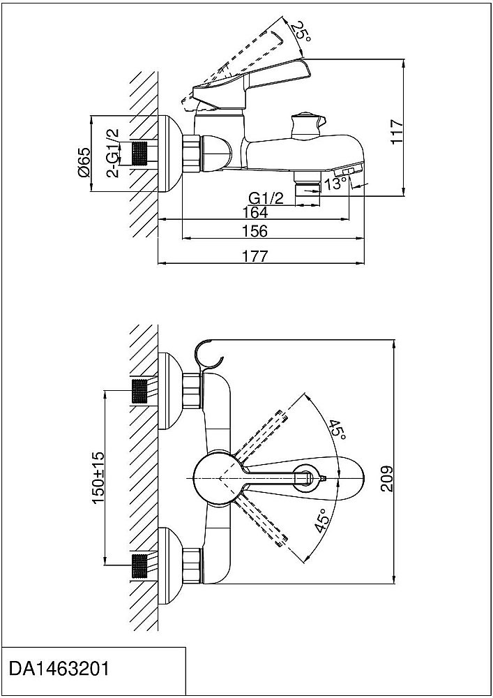 Смеситель для ванны D&K Rhein Schiller DA1463201 купить в интернет-магазине сантехники Sanbest