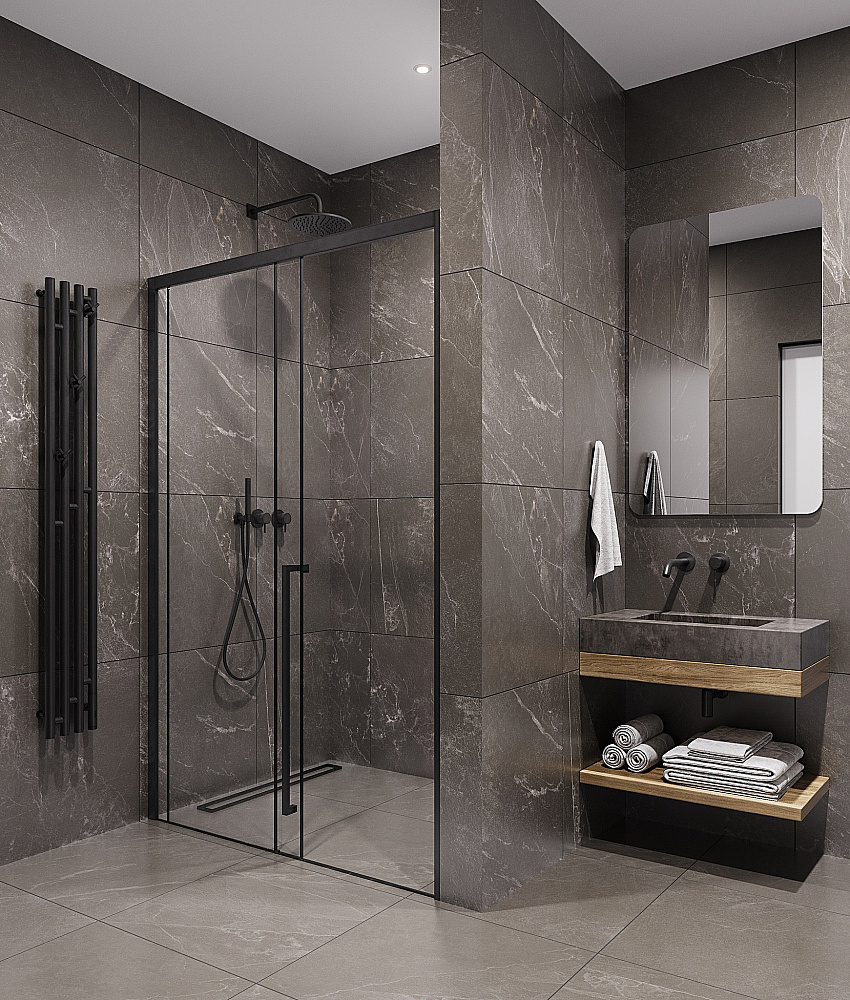 Душевая дверь Timo TDSS-120/03C-8L/R 120 профиль черный/стекло прозрачное купить в интернет-магазине Sanbest