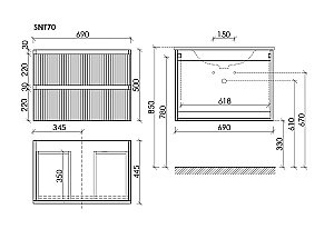 Тумба с раковиной Sancos Snob T 70 SNT70W белая матовая для ванной в интернет-магазине Sanbest