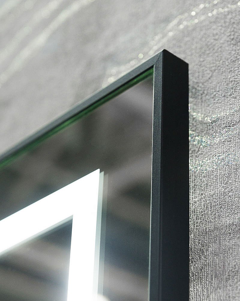 Зеркало BelBagno Kraft 90х80 SPC-KRAFT-TCH-WARM-NERO черное матовое в ванную от интернет-магазине сантехники Sanbest