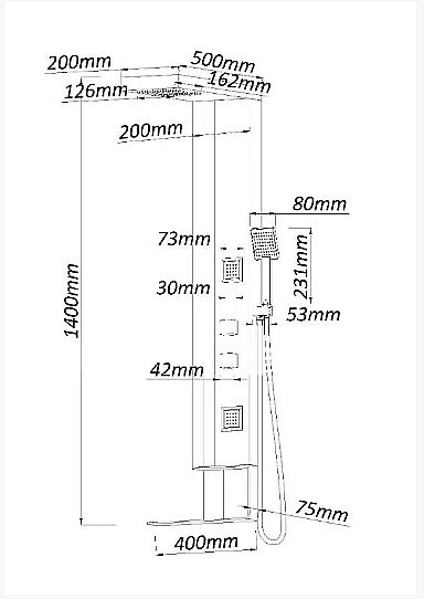 Душевая панель Black&White Gravity GR026 графит/золото купить в интернет-магазине сантехники Sanbest