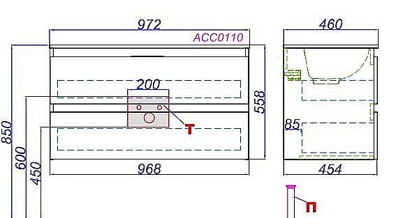 Тумба с раковиной Aqwella Accent 100 белая для ванной в интернет-магазине Sanbest