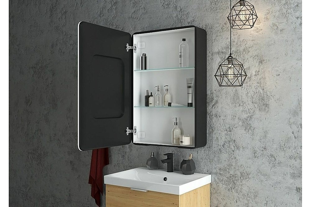 Зеркальный шкаф ART&MAX Lecce 56 черный купить в интернет-магазине сантехники Sanbest