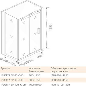 Душевой уголок Good door PUERTA WTW+SP 110x80 купить в интернет-магазине Sanbest