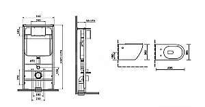 Унитаз подвесной с инсталляцией SantiLine SL-5005T-BG+SL-01/BG бежевый матовый/кнопка бежевая матовая, безободковый, с крышкой микролифт, слив торнадо купить в интернет-магазине Sanbest