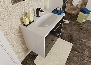 Тумба с раковиной Эстет Vegas 80 любой цвет тумбы и раковины с блестками под заказ для ванной в интернет-магазине Sanbest