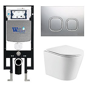 Унитаз с инсталляцией WeltWasser AMBERG 497 + SALZBACH 043 GL-WT + AMBERG RD-MT CR купить в интернет-магазине Sanbest