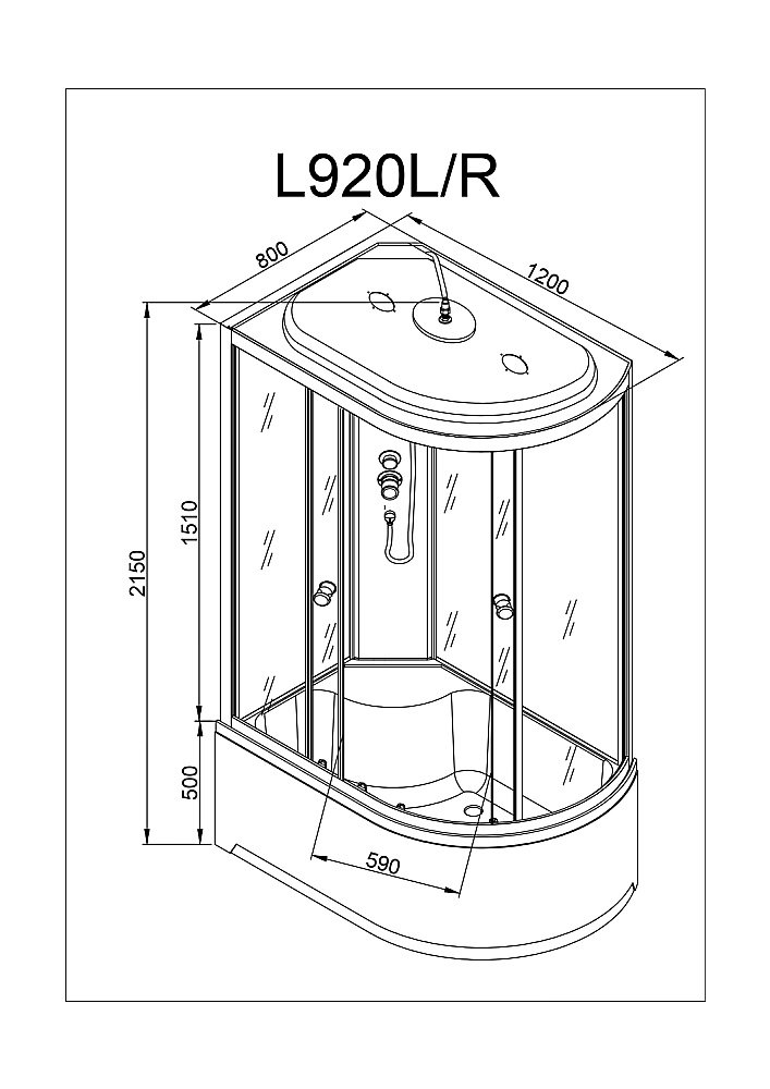 Душевая кабина DTO Серия L 920 стандартная 120x80 купить в интернет-магазине Sanbest