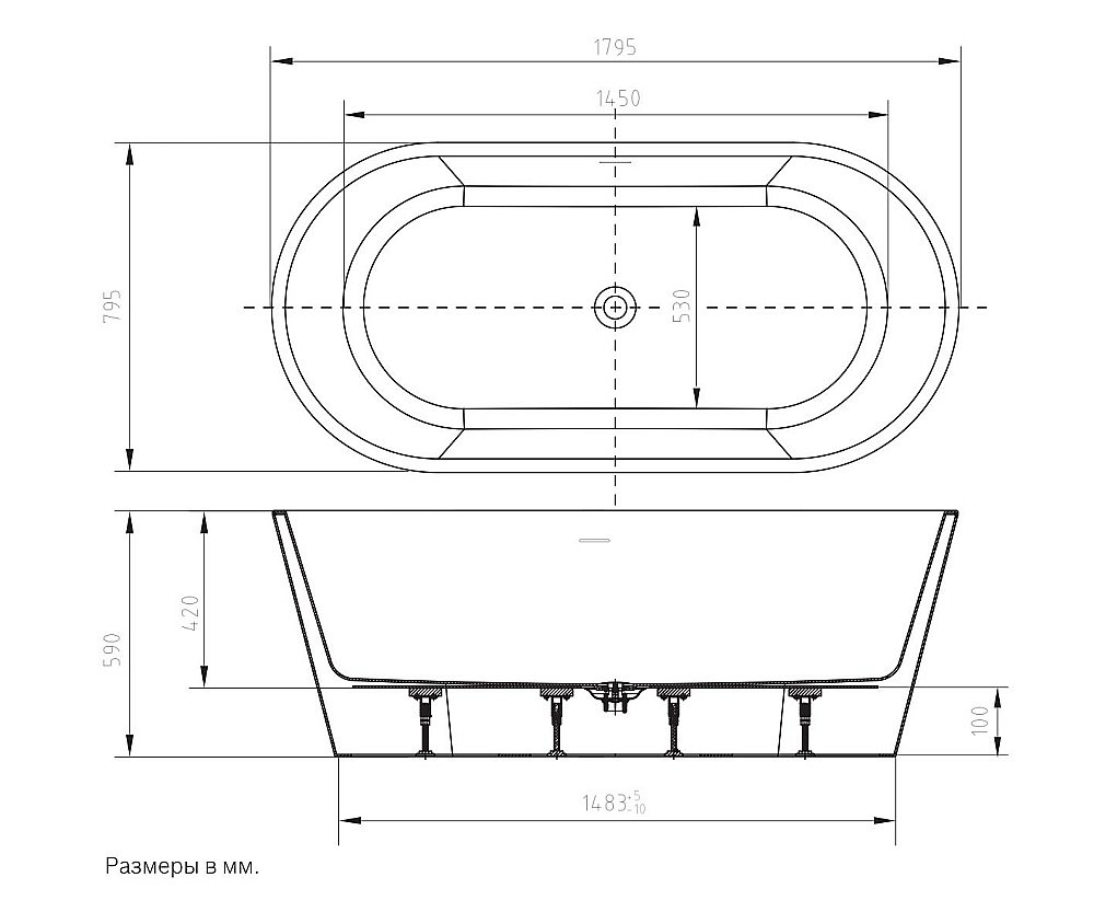 Ванна акриловая Art&Max AM-TORINO-1800-780 белая купить в интернет-магазине Sanbest