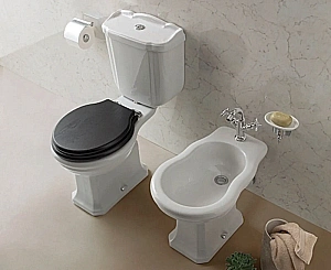 Унитаз напольный GLOBO Paestum PA004.BI белый/кнопка золото, с бачком купить в интернет-магазине Sanbest