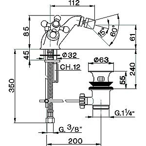Смеситель для биде Cisal ARCANA CERAMIC AC00055027 бронза купить в интернет-магазине сантехники Sanbest