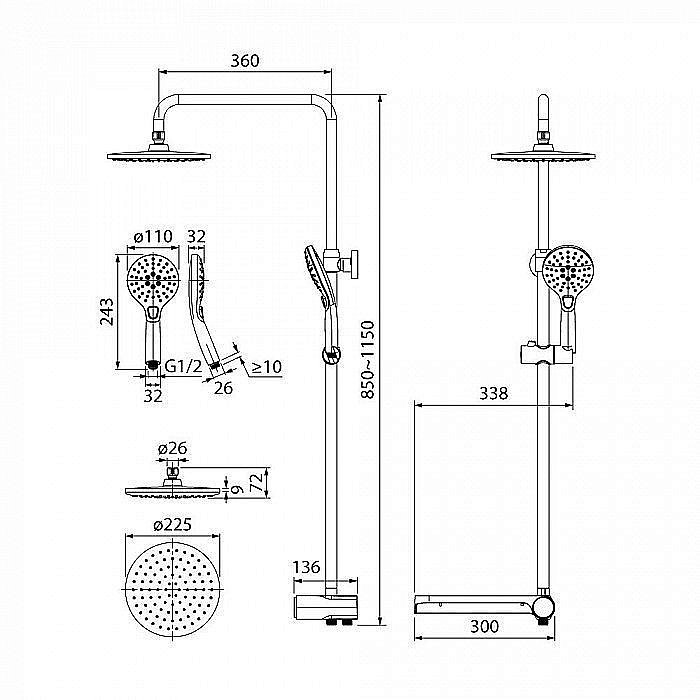 Душевая система Iddis Ray RAYSB3Fi76 купить в интернет-магазине сантехники Sanbest