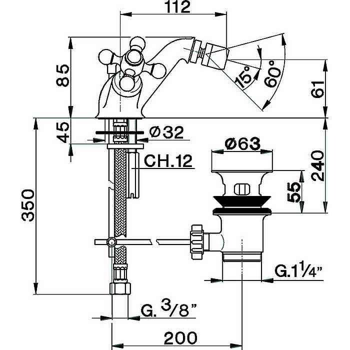 Смеситель для биде Cisal ARCANA CERAMIC AC00055027 бронза купить в интернет-магазине сантехники Sanbest