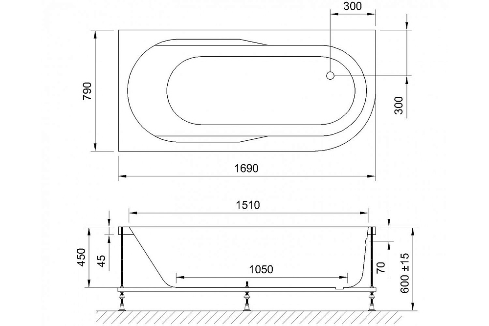 Гидромассажная ванна Royal Bath Azur De Luxe 170x80 купить в интернет-магазине Sanbest