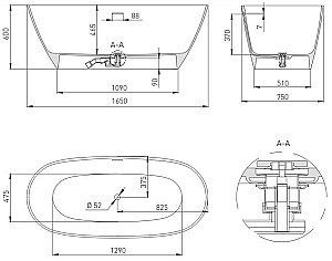 Ванна Salini SOFIA S-Sense 165x75 102511G белая купить в интернет-магазине Sanbest