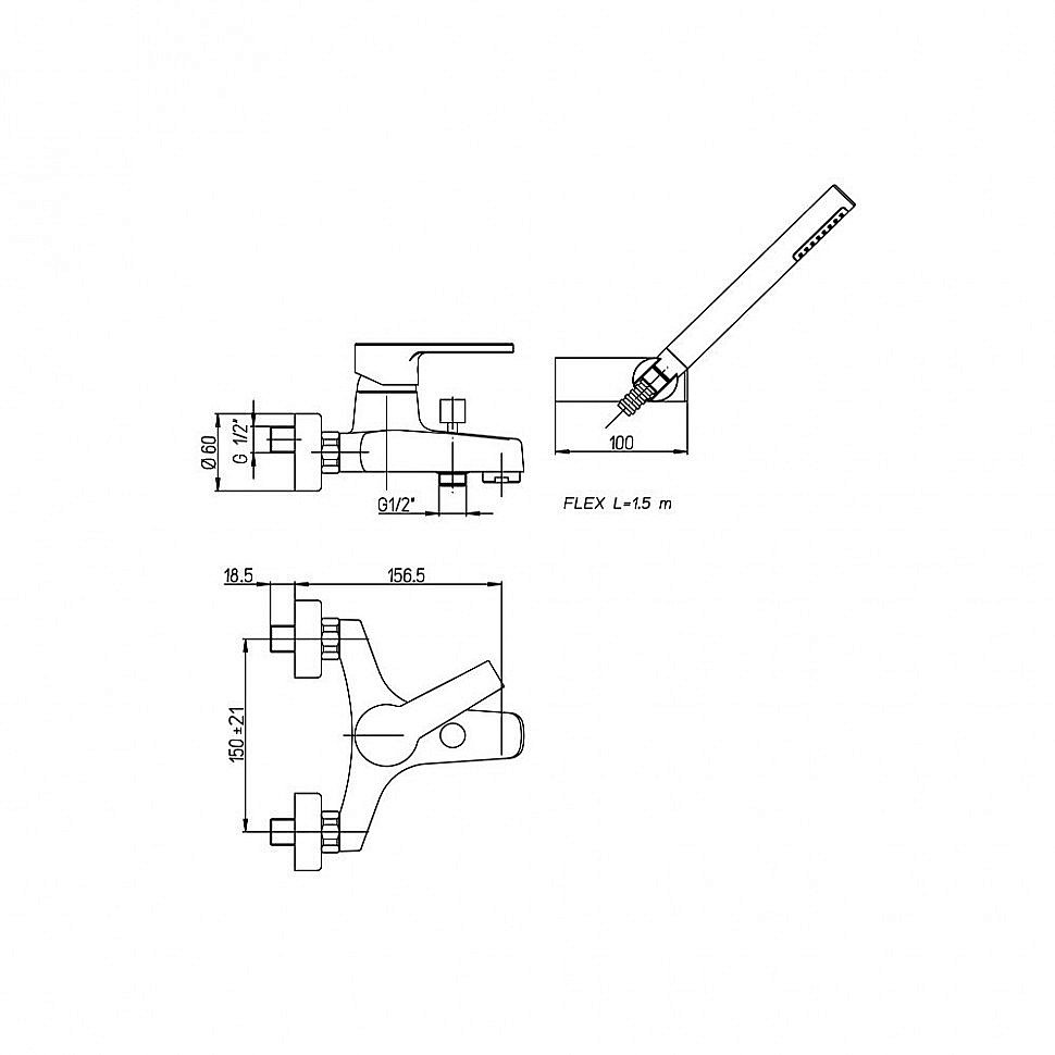 Смеситель для ванны PAINI Le Mans 90CR1052SKM хром купить в интернет-магазине сантехники Sanbest