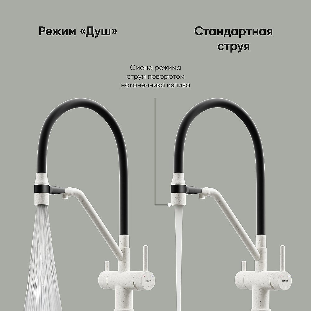 Смеситель для кухни Sancos Dora SC4003GR белый гранит купить в интернет-магазине сантехники Sanbest