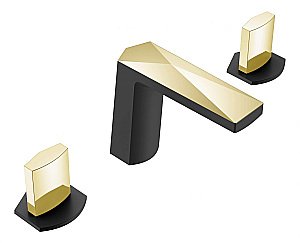 Смеситель для раковины Boheme Venturo 150-BG-ICE черный матовый-золото/ручка ICE купить в интернет-магазине сантехники Sanbest