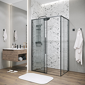 Душевой угол Grossman Galaxy 100.K33.01.100.21.02-200.K33.01.90.21.02 100х90 профиль черный матовый/стекло шиншилла купить в интернет-магазине Sanbest