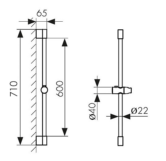 Душевая штанга Kaiser R-1140 черная матовая купить в интернет-магазине сантехники Sanbest