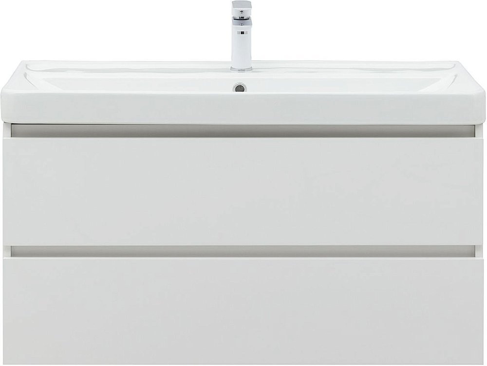 Тумба с раковиной Aquanet Вега 100 белый глянец для ванной в интернет-магазине Sanbest