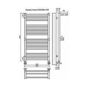 Полотенцесушитель водяной Terminus Аврора П20 500x1010 с двумя полками купить в интернет-магазине сантехники Sanbest