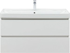 Тумба с раковиной Aquanet Вега 100 белый глянец для ванной в интернет-магазине Sanbest