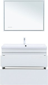 Тумба с раковиной Aquanet Нота New 100 344150+284116 белая глянцевая для ванной в интернет-магазине Sanbest