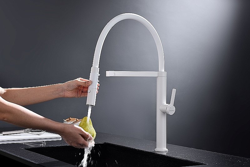 Смеситель для кухни Paulmark Leader Le214101-WH белый матовый купить в интернет-магазине сантехники Sanbest