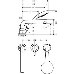 Смеситель для ванны Hansgrohe Talis S 72416000 купить в интернет-магазине сантехники Sanbest