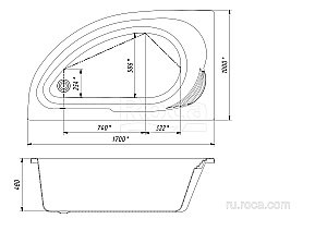 Ванна Roca Merida 170х100 купить в интернет-магазине Sanbest
