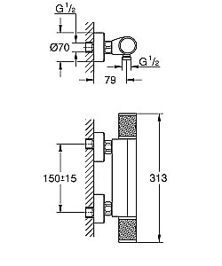 Смеситель для душа Grohe Grohtherm 1000 Performance 34827000 купить в интернет-магазине сантехники Sanbest