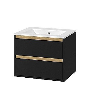 Тумба с раковиной Excellent TUTO MLEX.0103.600.BKBL 60 черный матовый/дуб для ванной в интернет-магазине Sanbest