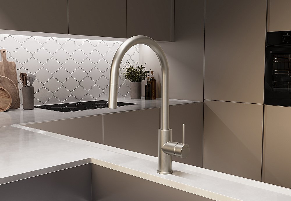 Смеситель для кухни Vincea City VKF-2C1BN брашированный никель купить в интернет-магазине сантехники Sanbest