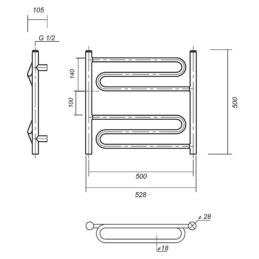 Полотенцесушитель водяной Domoterm Офелия П6 500x500 АБР бронза купить в интернет-магазине сантехники Sanbest