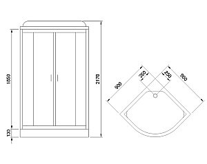 Душевая кабина Royal Bath Practic 90х90 RB 90HK1-M-BL стекло матовое/профиль черный купить в интернет-магазине Sanbest