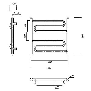Полотенцесушитель водяной Domoterm Офелия П6 500x500 АБР бронза купить в интернет-магазине сантехники Sanbest