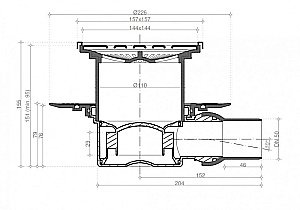 Душевой трап PESTAN Confluo Standard Square 1 Mask 15x15 с рамкой купить в интернет-магазине Sanbest