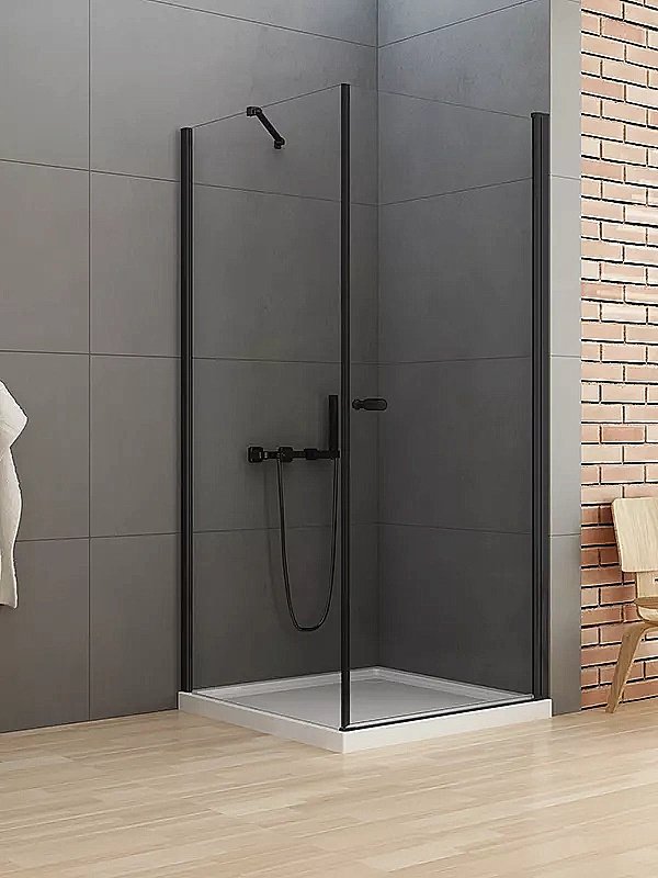 Душевой уголок NEW TRENDY NEW SOLEO BLACK D-0229A/D-0115B 70x90 стекло прозрачное/профиль черный купить в интернет-магазине Sanbest