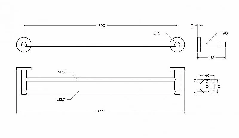 Полотенцедержатель Cezares RELAX-THD-65-NOP черный матовый купить в интернет-магазине сантехники Sanbest