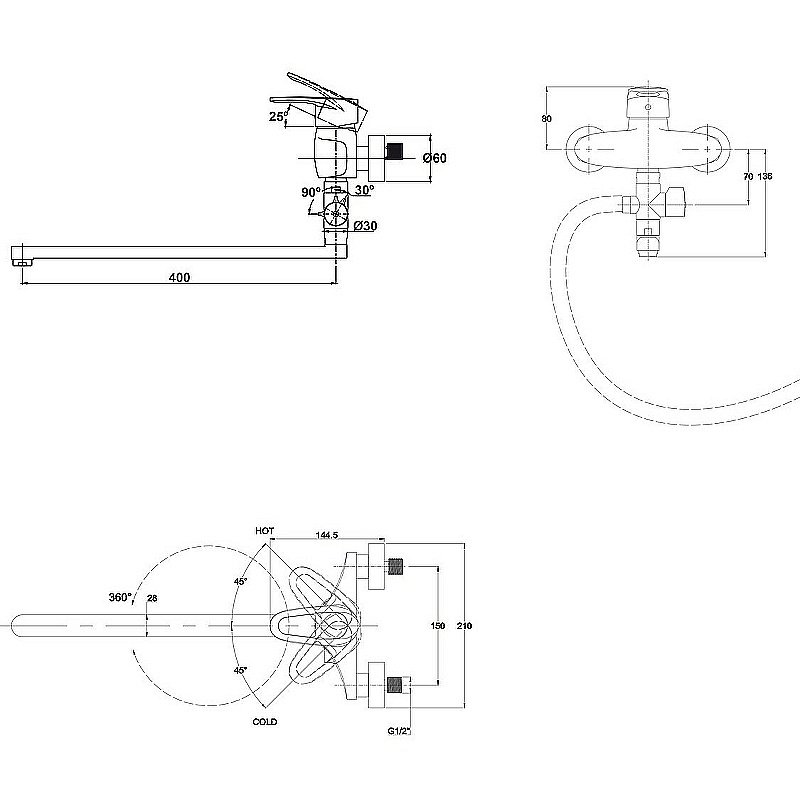 Смеситель для ванны Kaiser City 20455 купить в интернет-магазине сантехники Sanbest