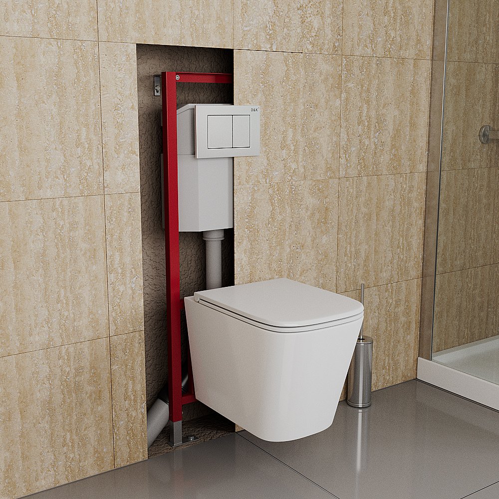 Инсталляция для унитаза D&K DI8640116 кнопка белая купить в интернет-магазине сантехники Sanbest