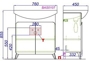 Тумба с раковиной Aqwella Basic 75 дуб золотой для ванной в интернет-магазине Sanbest