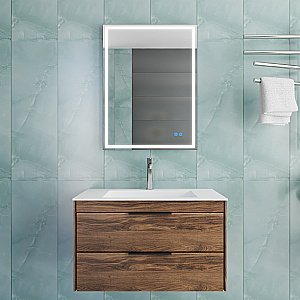 Тумба с раковиной Vincea Chiara 2D 80 VMC-2C2800CO/VCB-13800W тёмный дуб/раковина белая для ванной в интернет-магазине Sanbest