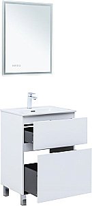 Тумба с раковиной Aquanet Алвита new 60 344132+254363 белая матовая для ванной в интернет-магазине Sanbest