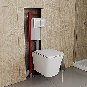 Инсталляция для унитаза D&K DI8640116 кнопка белая купить в интернет-магазине сантехники Sanbest