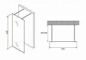 Душевое ограждение Abber IMMER OFFEN 8 100 прозрачное с рисунком/черный купить в интернет-магазине Sanbest